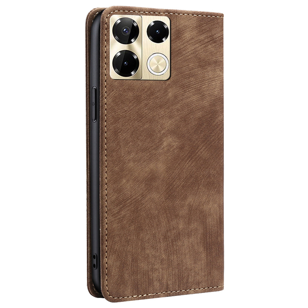 For Transsion Infinix Note 40 Pro 5G Case RFID Blocking Leather Phone Wallet Cover - Brown