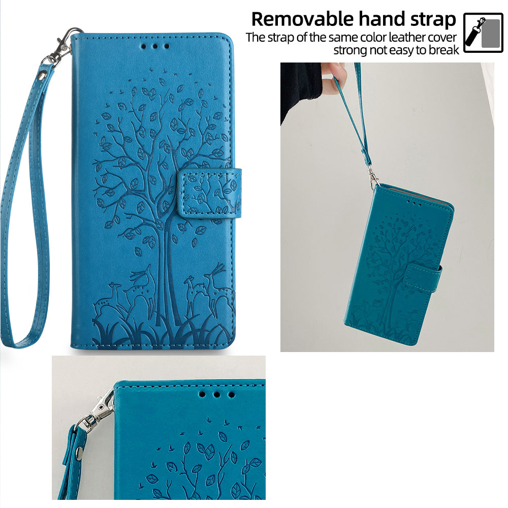 For Oppo Reno11 F 5G / F25 Pro 5G Case Wallet Stand Leather Phone Cover Tree Pattern - Blue