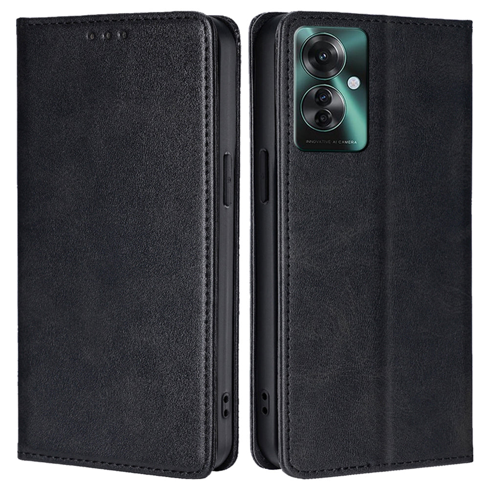 For Oppo Reno11 F 5G / F25 Pro 5G Phone Case Calf Texture Leather Cover Cell Phone Accessory Wholesale - Black