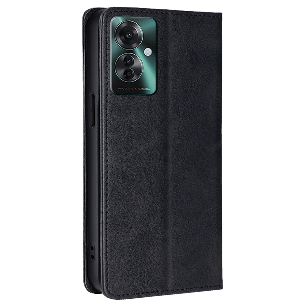 For Oppo Reno11 F 5G / F25 Pro 5G Phone Case Calf Texture Leather Cover Cell Phone Accessory Wholesale - Black