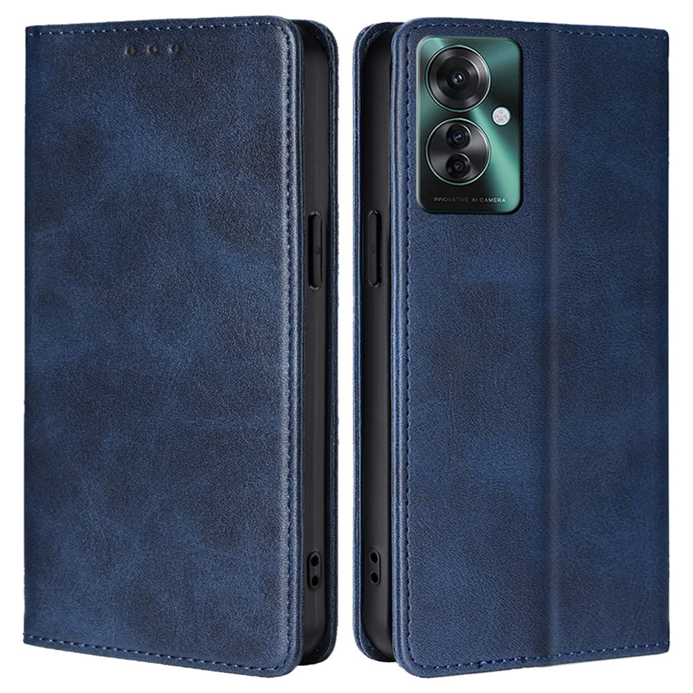 For Oppo Reno11 F 5G / F25 Pro 5G Phone Case Calf Texture Leather Cover Cell Phone Accessory Wholesale - Sapphire