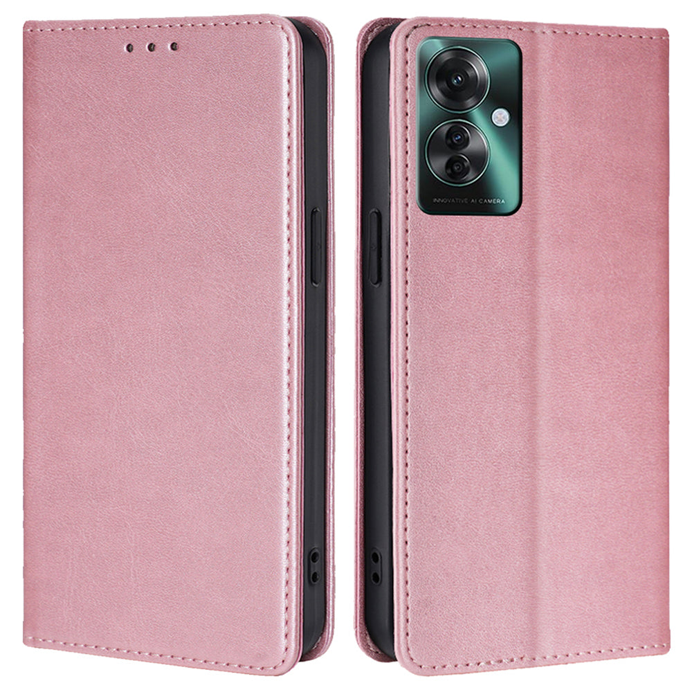 For Oppo Reno11 F 5G / F25 Pro 5G Phone Case Calf Texture Leather Cover Cell Phone Accessory Wholesale - Rose Gold