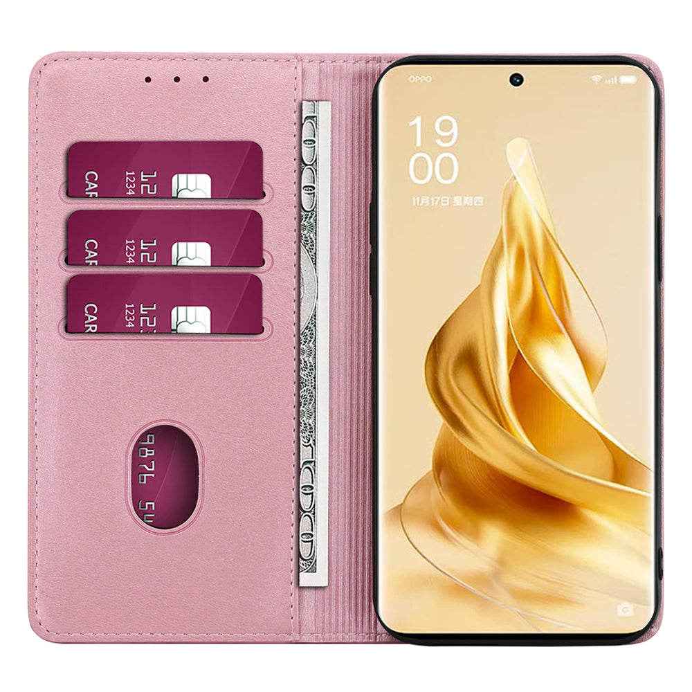 For Oppo Reno11 F 5G / F25 Pro 5G Phone Case Calf Texture Leather Cover Cell Phone Accessory Wholesale - Rose Gold