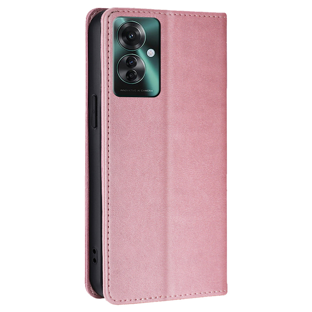 For Oppo Reno11 F 5G / F25 Pro 5G Phone Case Calf Texture Leather Cover Cell Phone Accessory Wholesale - Rose Gold