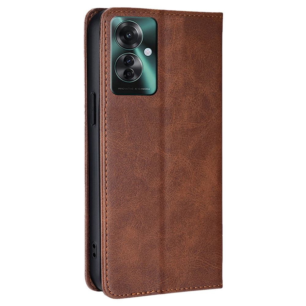 For Oppo Reno11 F 5G / F25 Pro 5G Phone Case Calf Texture Leather Cover Cell Phone Accessory Wholesale - Brown