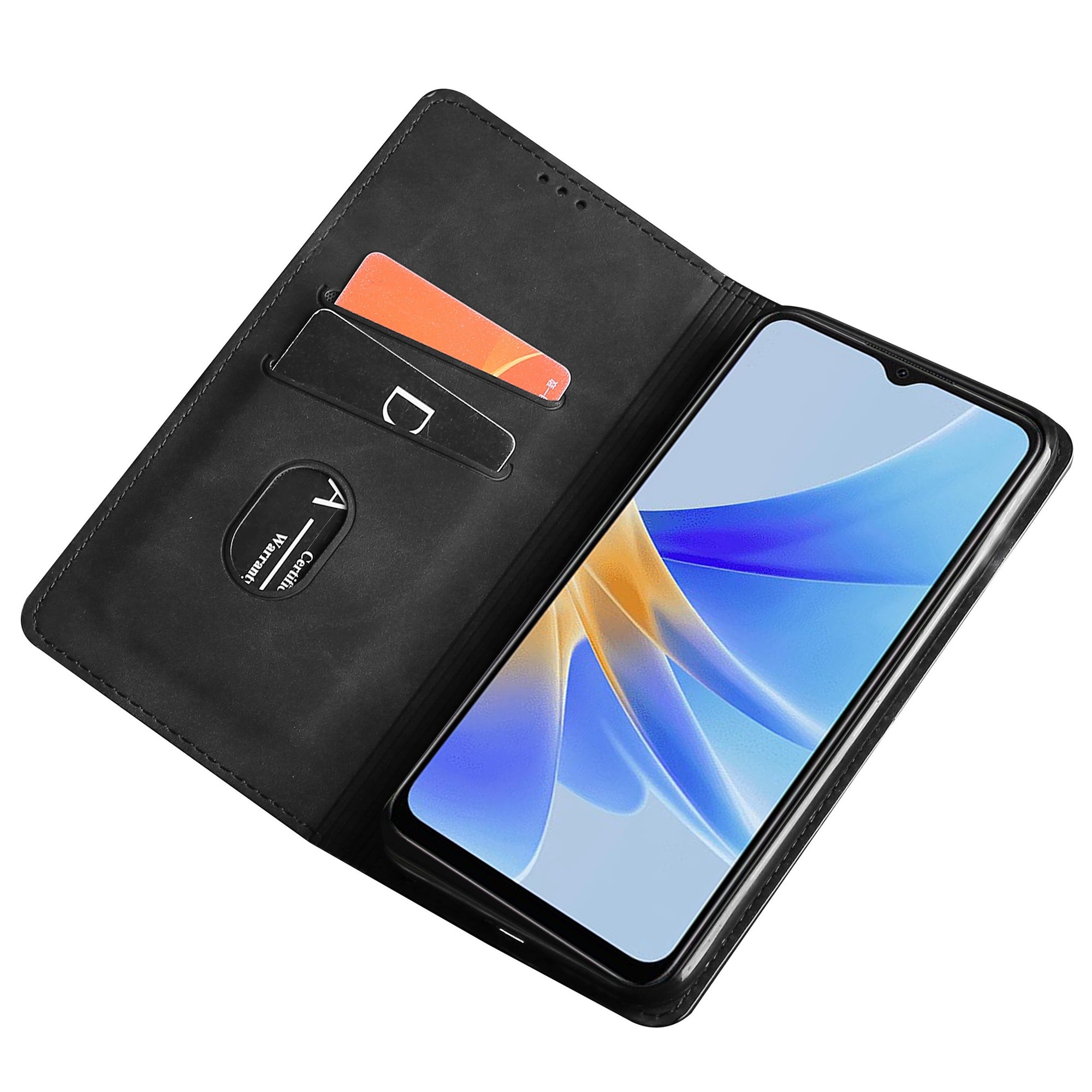 For Oppo Reno11 F 5G / F25 Pro 5G Phone Case Card Slots Leather Cover Skin-Touch Texture - Black