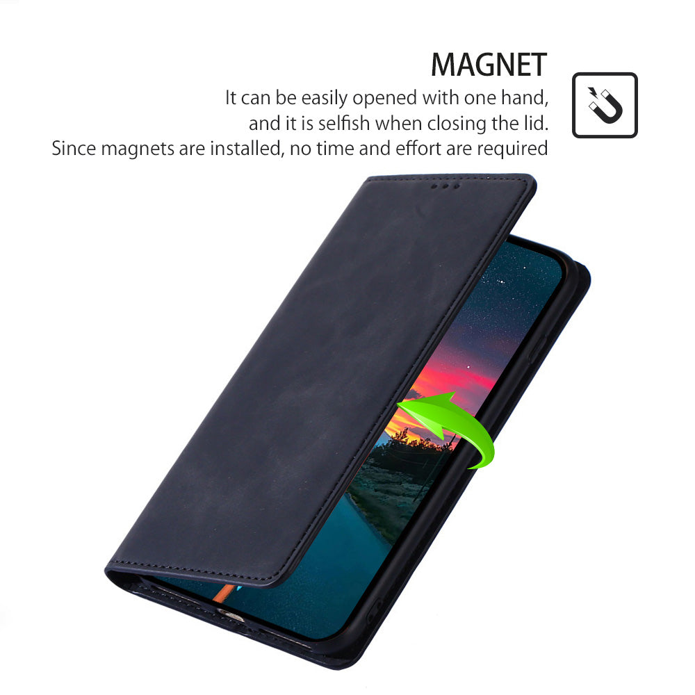 For Oppo Reno11 F 5G / F25 Pro 5G Phone Case Card Slots Leather Cover Skin-Touch Texture - Black