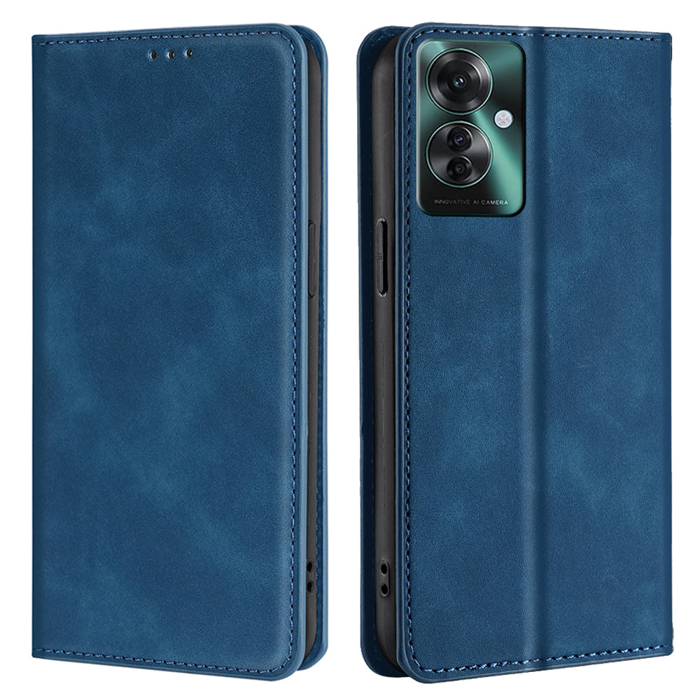 For Oppo Reno11 F 5G / F25 Pro 5G Phone Case Card Slots Leather Cover Skin-Touch Texture - Blue