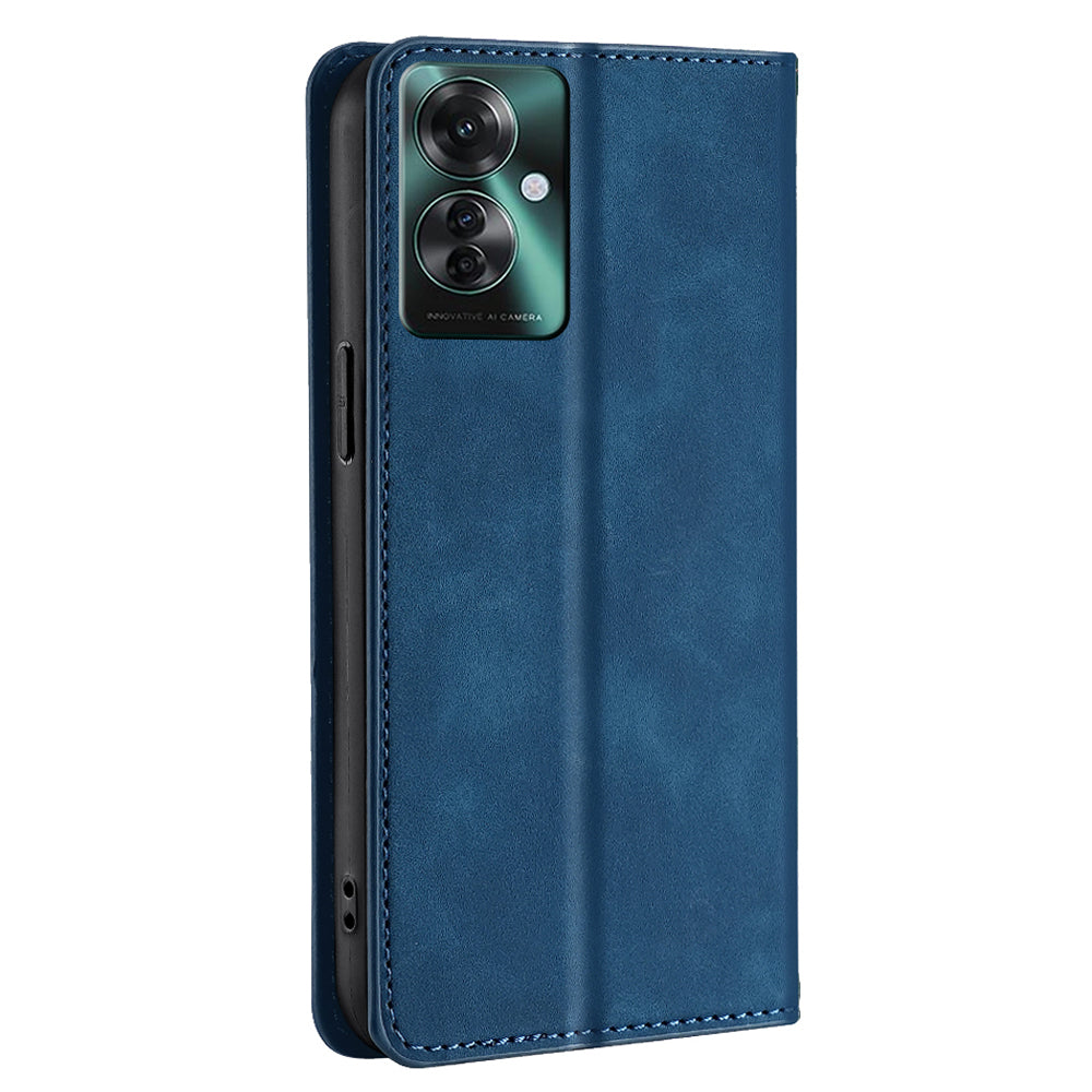 For Oppo Reno11 F 5G / F25 Pro 5G Phone Case Card Slots Leather Cover Skin-Touch Texture - Blue