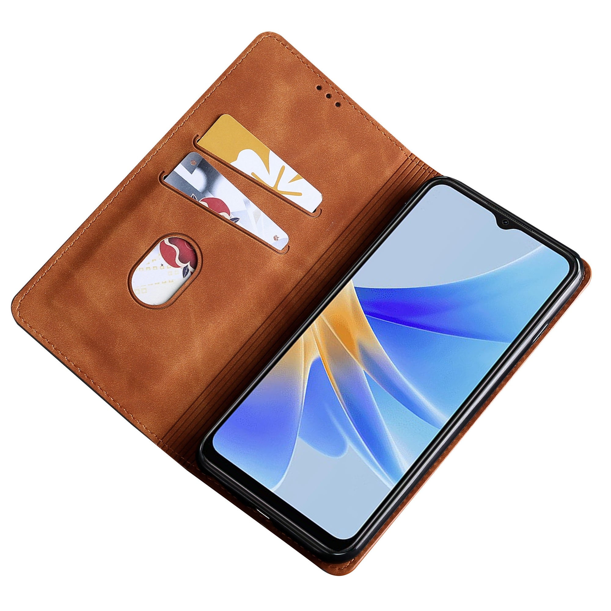 For Oppo Reno11 F 5G / F25 Pro 5G Phone Case Card Slots Leather Cover Skin-Touch Texture - Light Brown