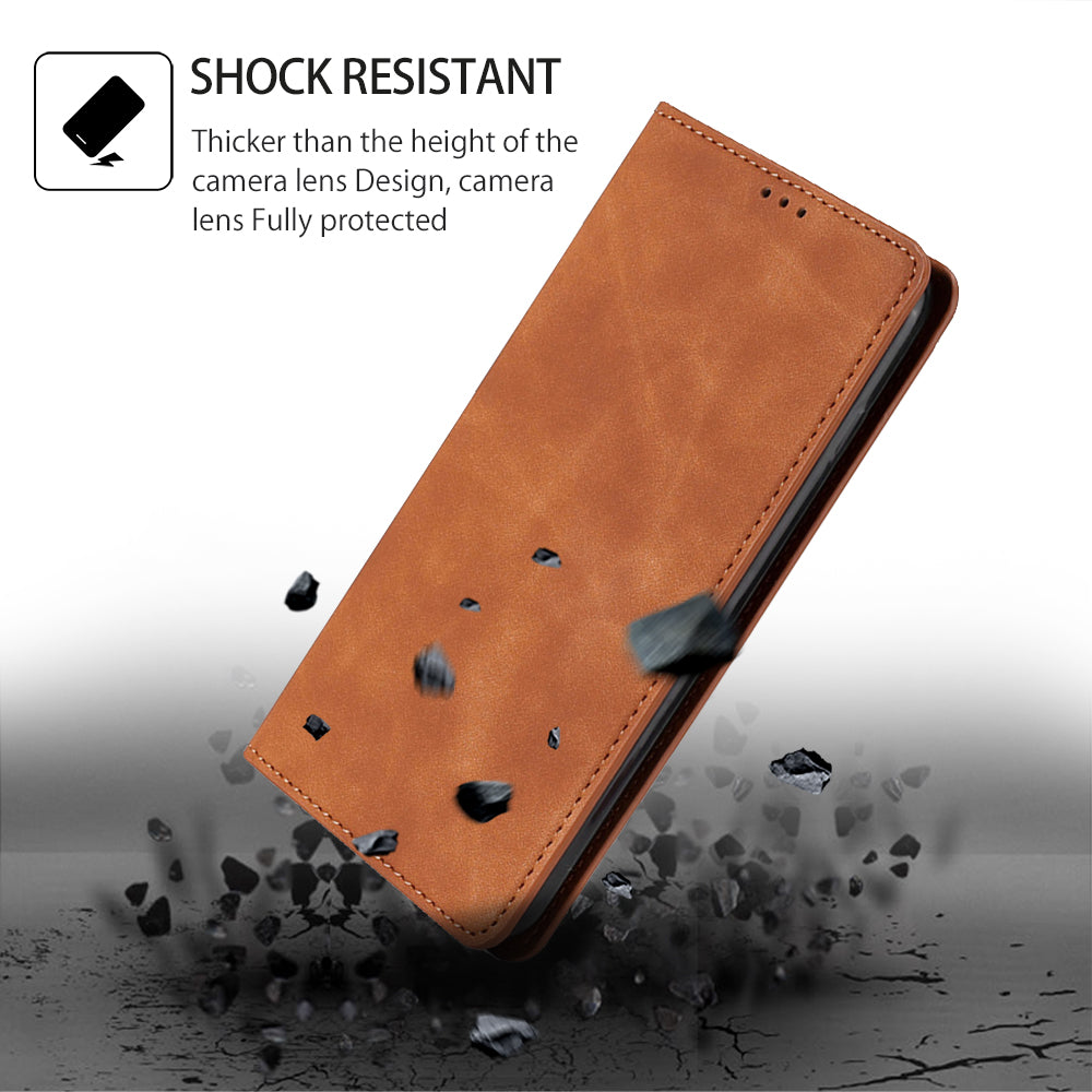 For Oppo Reno11 F 5G / F25 Pro 5G Phone Case Card Slots Leather Cover Skin-Touch Texture - Light Brown