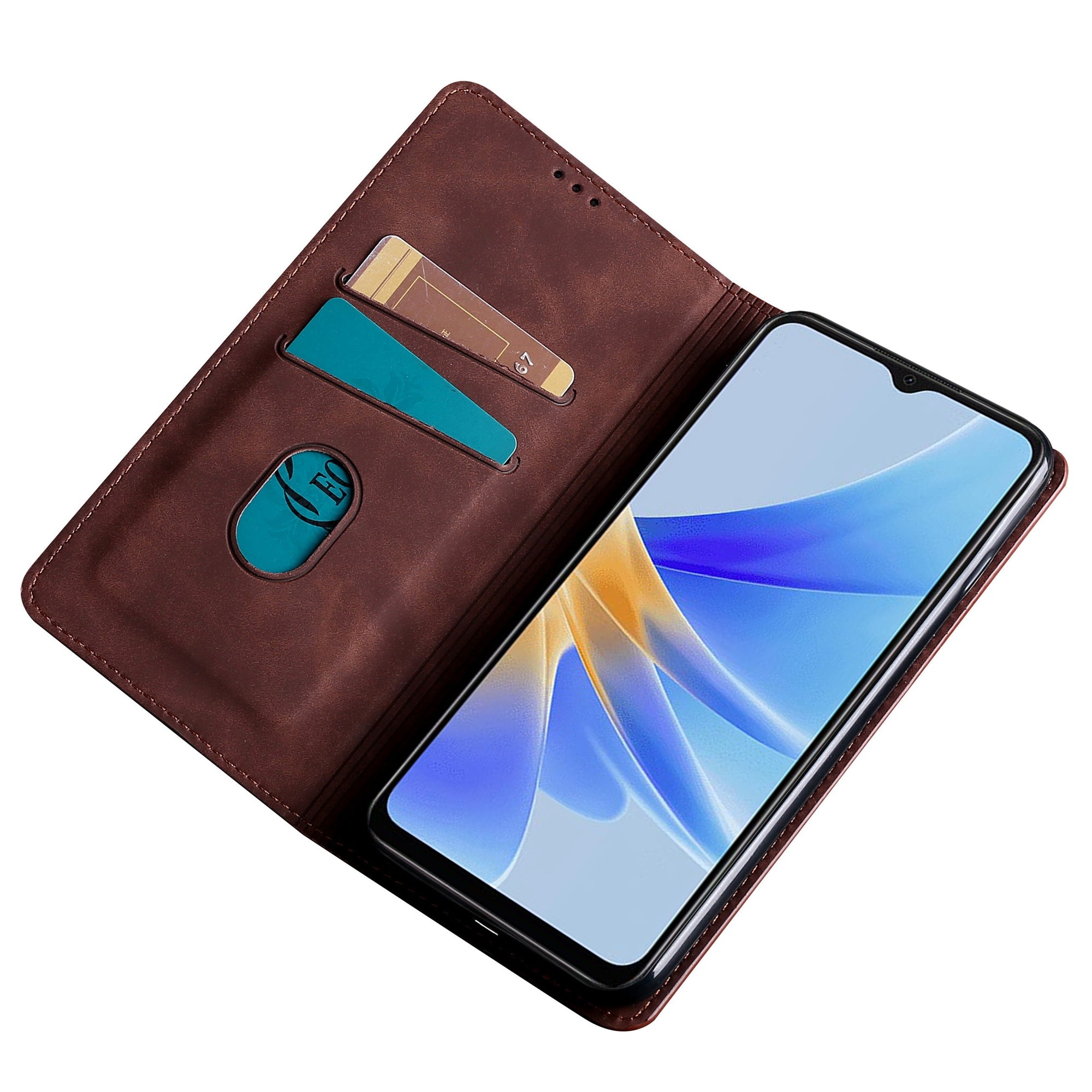 For Oppo Reno11 F 5G / F25 Pro 5G Phone Case Card Slots Leather Cover Skin-Touch Texture - Dark Brown