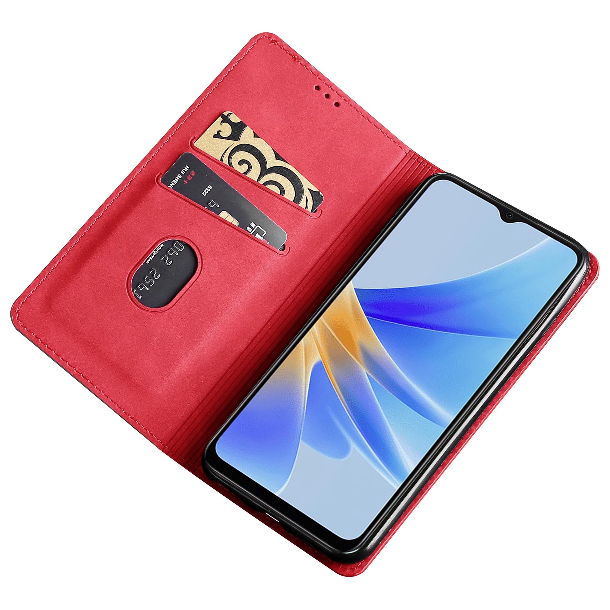 For Oppo Reno11 F 5G / F25 Pro 5G Phone Case Card Slots Leather Cover Skin-Touch Texture - Red