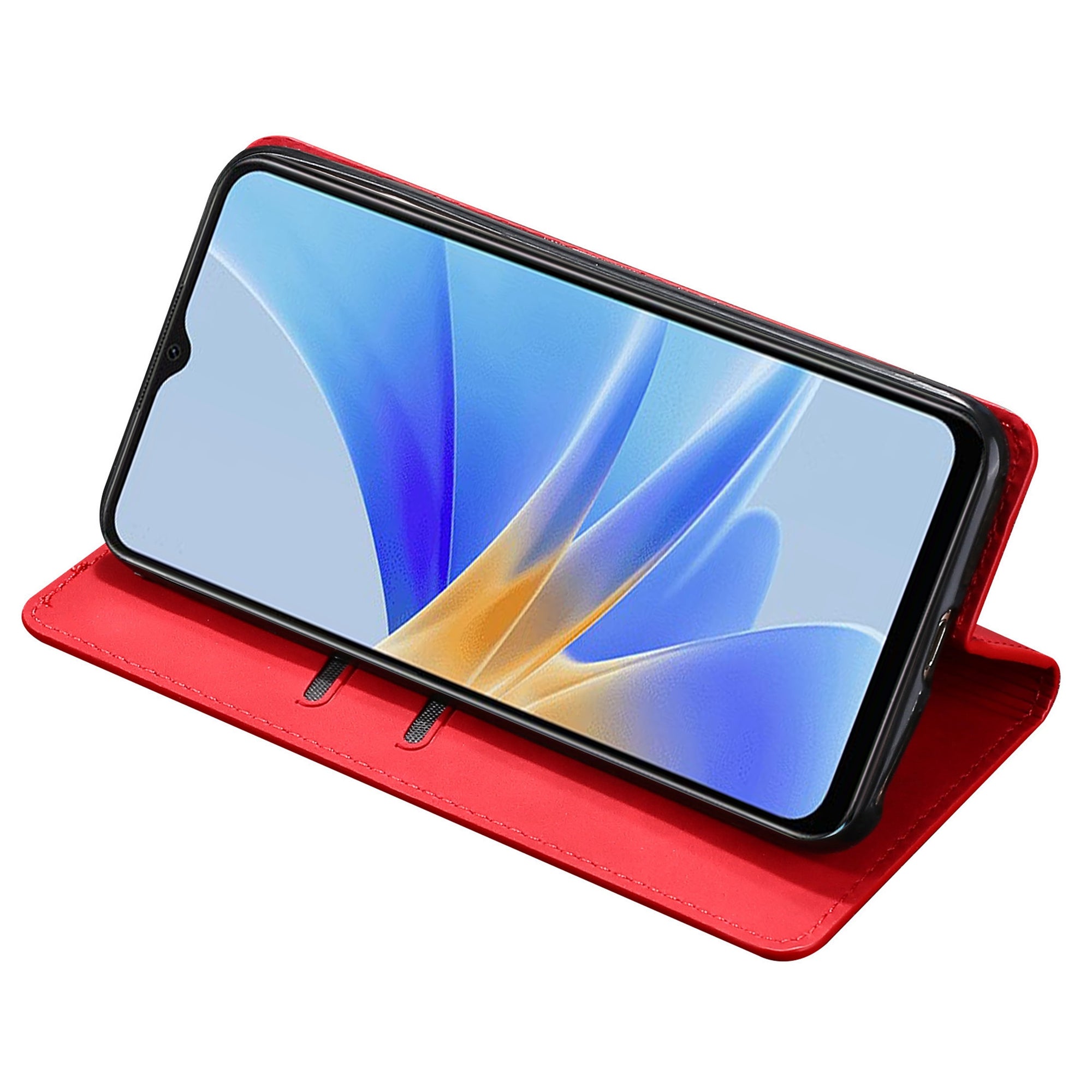 For Oppo Reno11 F 5G / F25 Pro 5G Phone Case Card Slots Leather Cover Skin-Touch Texture - Red