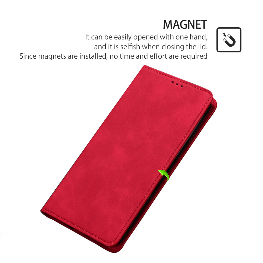 For Oppo Reno11 F 5G / F25 Pro 5G Phone Case Card Slots Leather Cover Skin-Touch Texture - Red