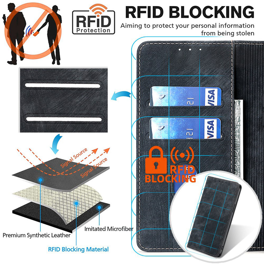 For Oppo Reno11 F 5G / F25 Pro 5G Case RFID Blocking Leather Wholesale Phone Cases - Black