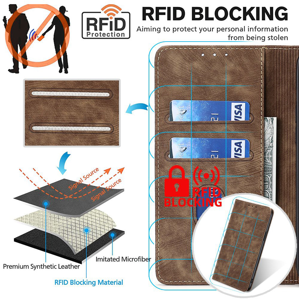 For Oppo Reno11 F 5G / F25 Pro 5G Case RFID Blocking Leather Wholesale Phone Cases - Brown