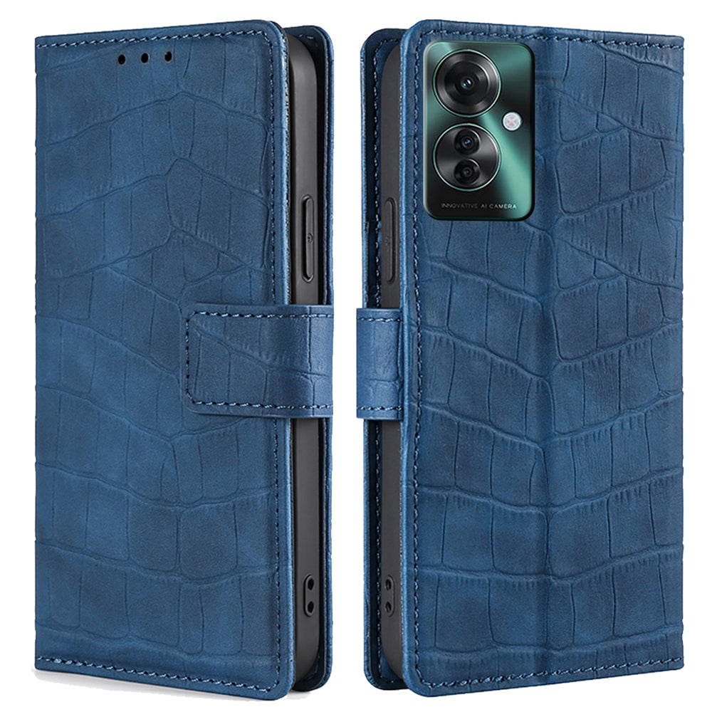 For Oppo Reno11 F 5G / F25 Pro 5G Phone Case Crocodile Texture PU Leather Cover Mobile Accessories Wholesale - Blue