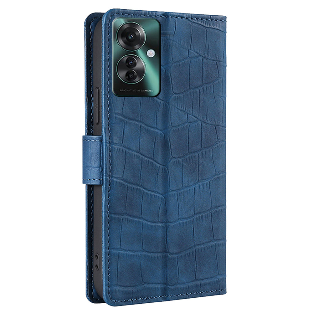 For Oppo Reno11 F 5G / F25 Pro 5G Phone Case Crocodile Texture PU Leather Cover Mobile Accessories Wholesale - Blue