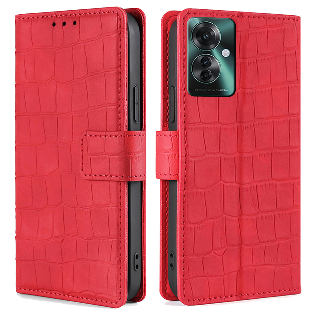 For Oppo Reno11 F 5G / F25 Pro 5G Phone Case Crocodile Texture PU Leather Cover Mobile Accessories Wholesale - Red