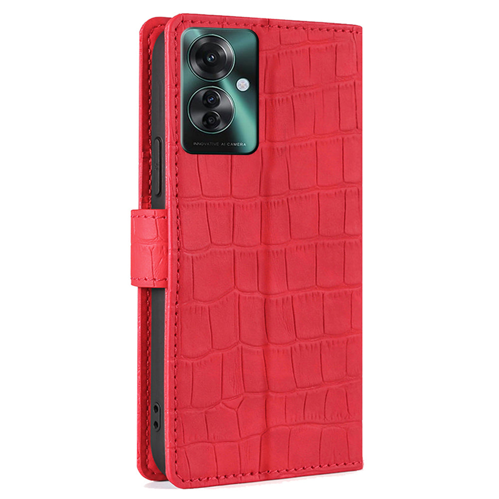 For Oppo Reno11 F 5G / F25 Pro 5G Phone Case Crocodile Texture PU Leather Cover Mobile Accessories Wholesale - Red