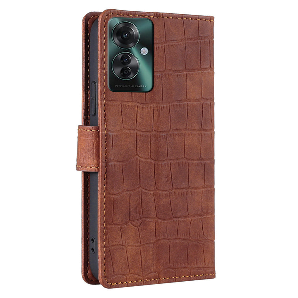 For Oppo Reno11 F 5G / F25 Pro 5G Phone Case Crocodile Texture PU Leather Cover Mobile Accessories Wholesale - Brown