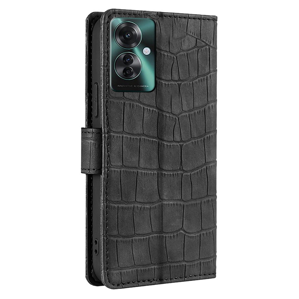 For Oppo Reno11 F 5G / F25 Pro 5G Phone Case Crocodile Texture PU Leather Cover Mobile Accessories Wholesale - Black