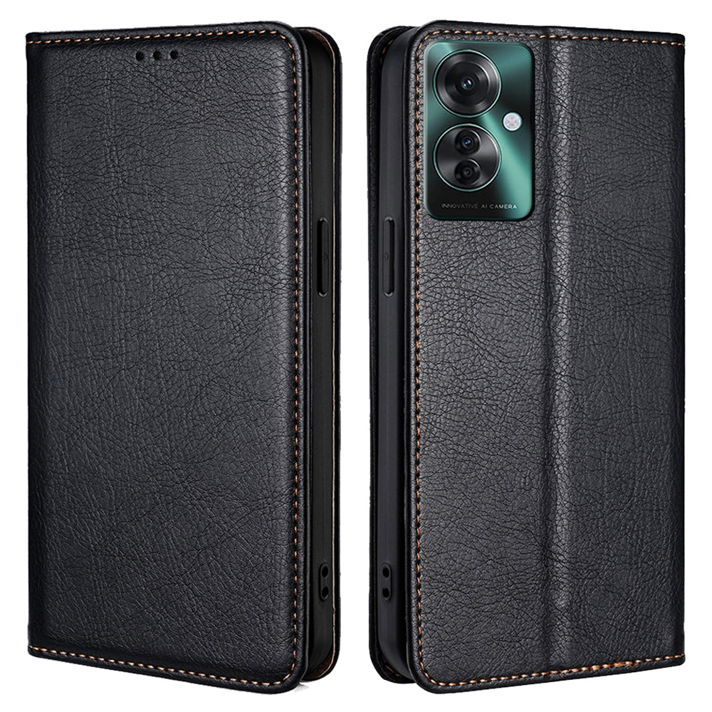 For Oppo Reno11 F 5G / F25 Pro 5G Case Solid Color PU Leather Flip Wallet Cover Cell Phone Accessory Wholesale - Black