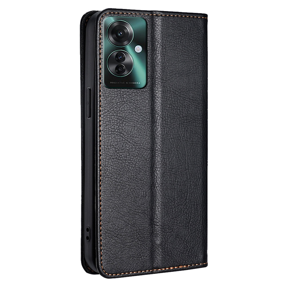 For Oppo Reno11 F 5G / F25 Pro 5G Case Solid Color PU Leather Flip Wallet Cover Cell Phone Accessory Wholesale - Black