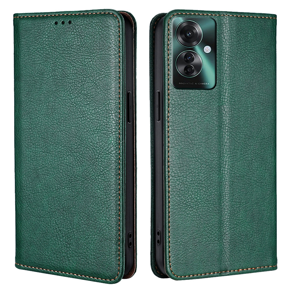 For Oppo Reno11 F 5G / F25 Pro 5G Case Solid Color PU Leather Flip Wallet Cover Cell Phone Accessory Wholesale - Green