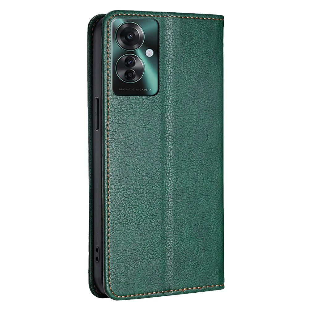 For Oppo Reno11 F 5G / F25 Pro 5G Case Solid Color PU Leather Flip Wallet Cover Cell Phone Accessory Wholesale - Green