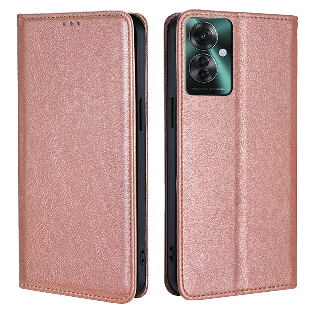 For Oppo Reno11 F 5G / F25 Pro 5G Case Solid Color PU Leather Flip Wallet Cover Cell Phone Accessory Wholesale - Rose Gold