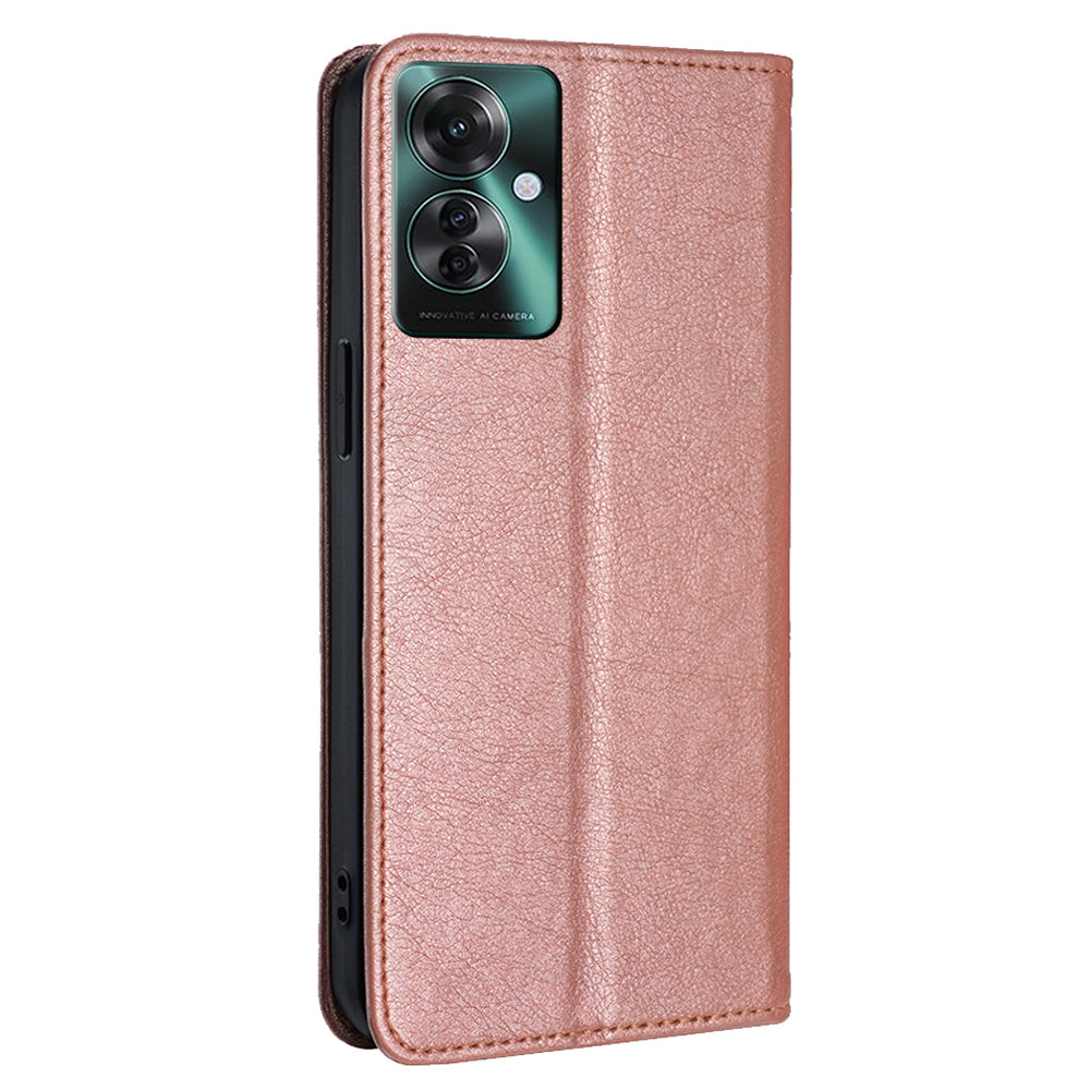 For Oppo Reno11 F 5G / F25 Pro 5G Case Solid Color PU Leather Flip Wallet Cover Cell Phone Accessory Wholesale - Rose Gold