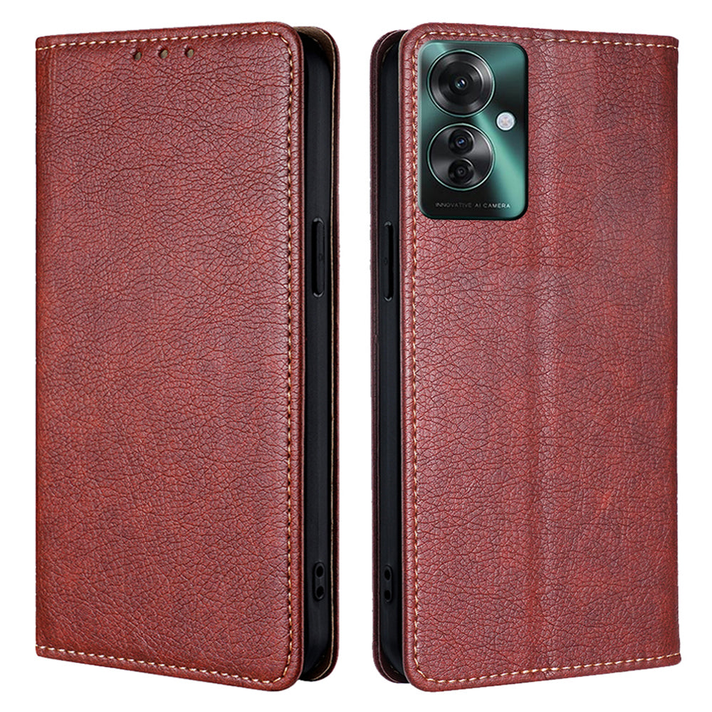 For Oppo Reno11 F 5G / F25 Pro 5G Case Solid Color PU Leather Flip Wallet Cover Cell Phone Accessory Wholesale - Brown