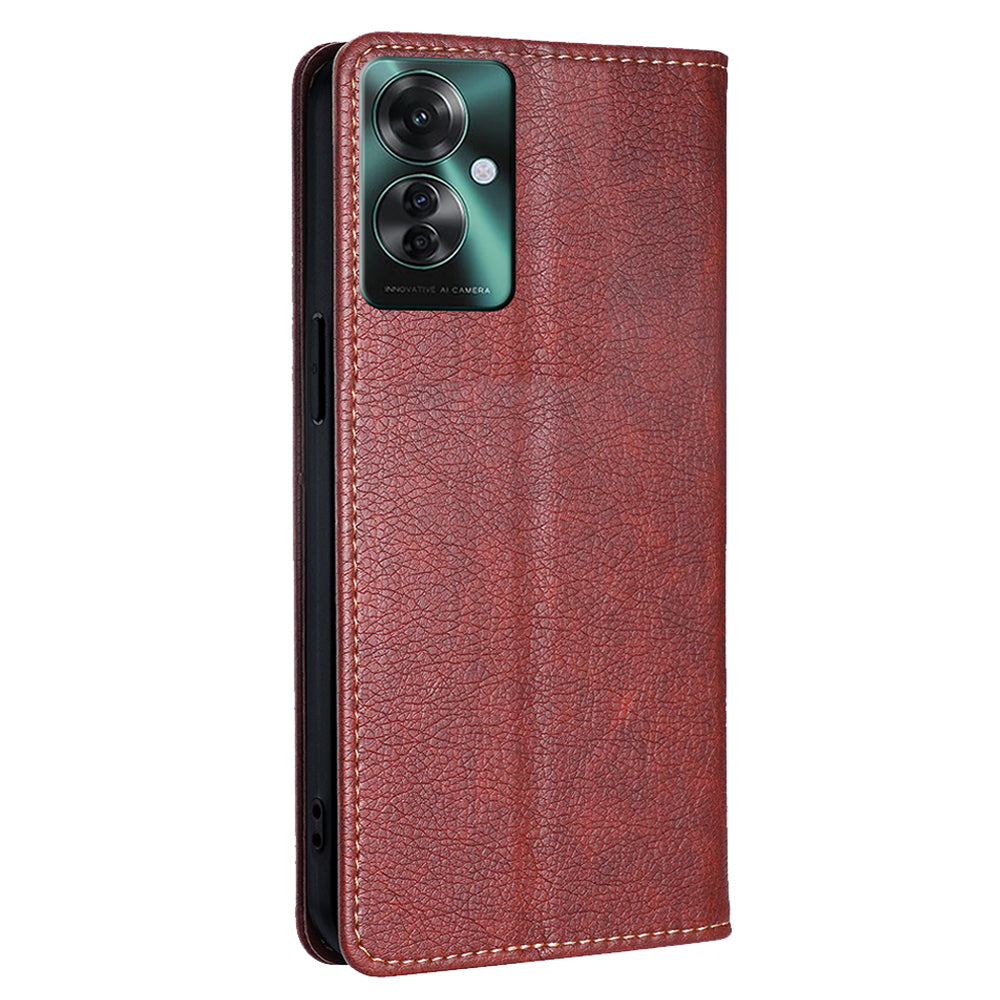 For Oppo Reno11 F 5G / F25 Pro 5G Case Solid Color PU Leather Flip Wallet Cover Cell Phone Accessory Wholesale - Brown