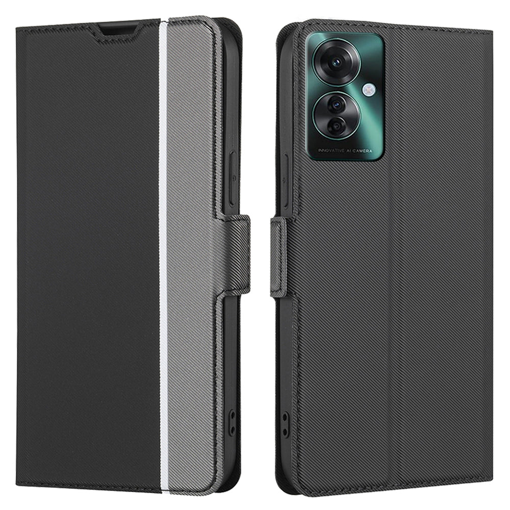 For Oppo Reno11 F 5G / F25 Pro 5G Case Twill Texture Leather Card Holders Smart Phone Coverlack - Black