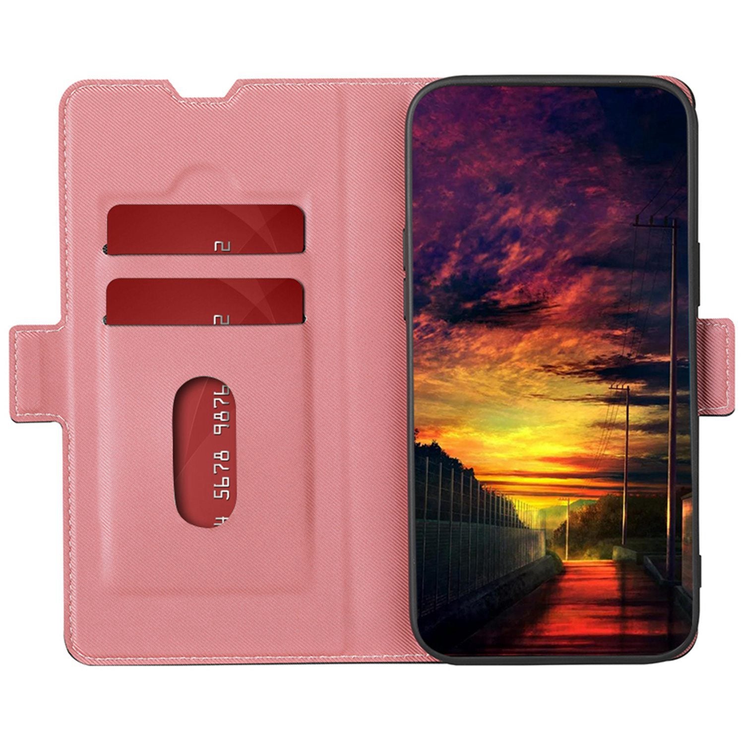 For Oppo Reno11 F 5G / F25 Pro 5G Case Twill Texture Leather Card Holders Smart Phone Coverlack - Pink