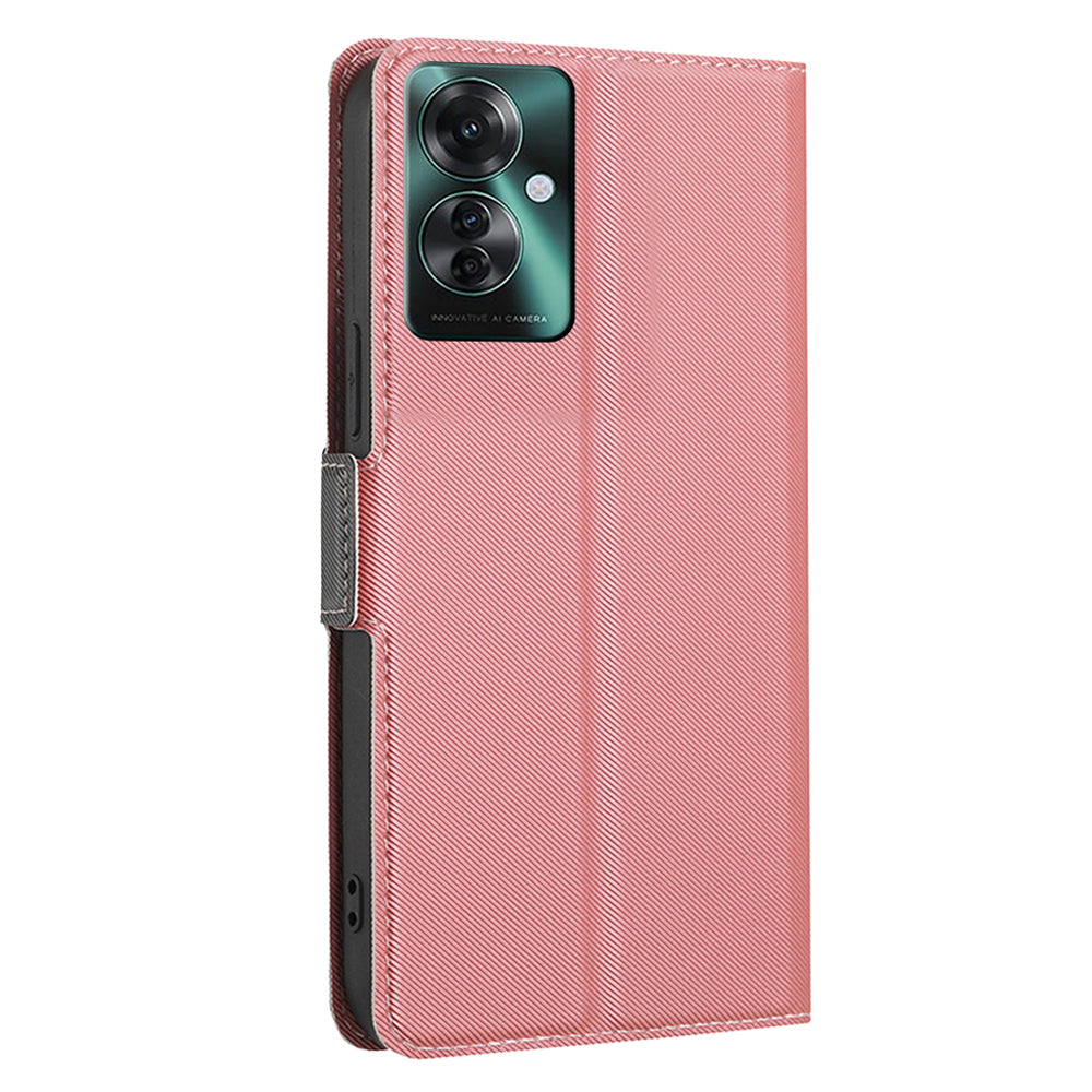 For Oppo Reno11 F 5G / F25 Pro 5G Case Twill Texture Leather Card Holders Smart Phone Coverlack - Pink