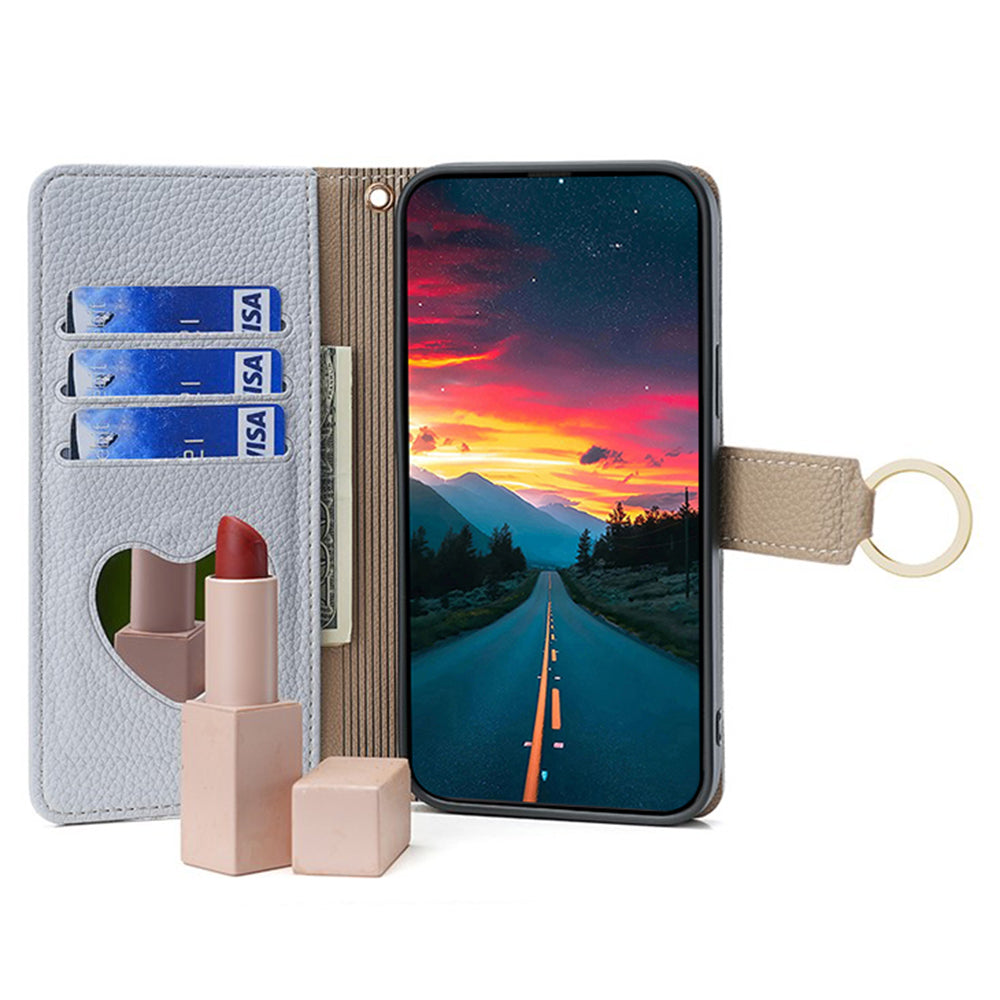 For Huawei nova 12i 4G Crossbody Case Mirror Zipper Wallet Leather Phone Cover - Blue