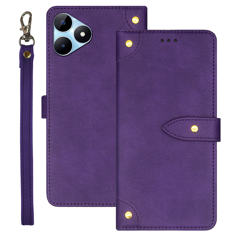 IDEWEI For Realme Note 50 4G Phone Cover Card Slots Leather Drop Protection Case - Purple