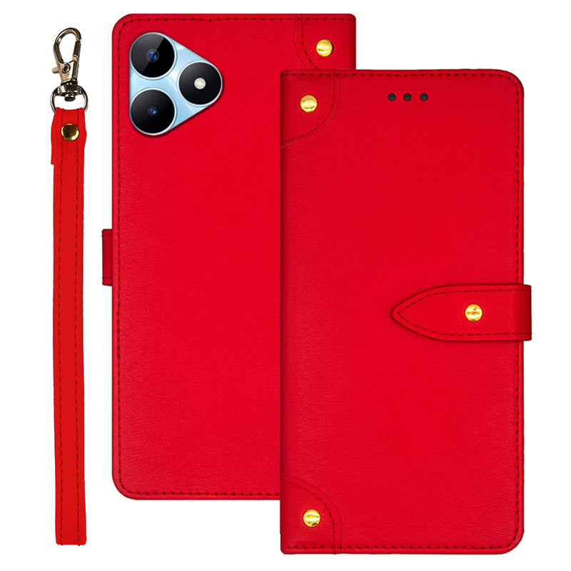 IDEWEI For Realme Note 50 4G Phone Cover Card Slots Leather Drop Protection Case - Red