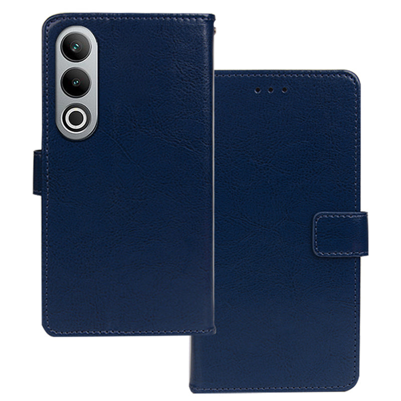 IDEWEI Leather Case for OnePlus Nord CE4 5G , Crazy Horse Texture Cover with Photo Card Slots - Blue