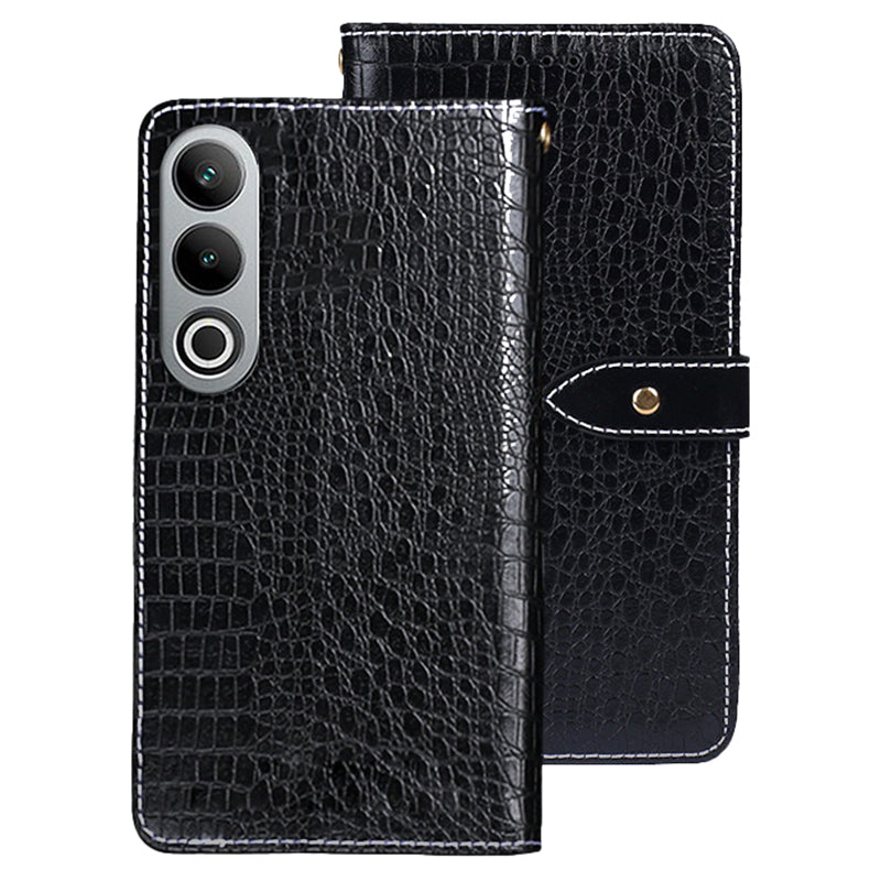 IDEWEI For OnePlus Nord CE4 5G Hands-free Stand Case Crocodile Texture PU Leather Phone Cover - Black