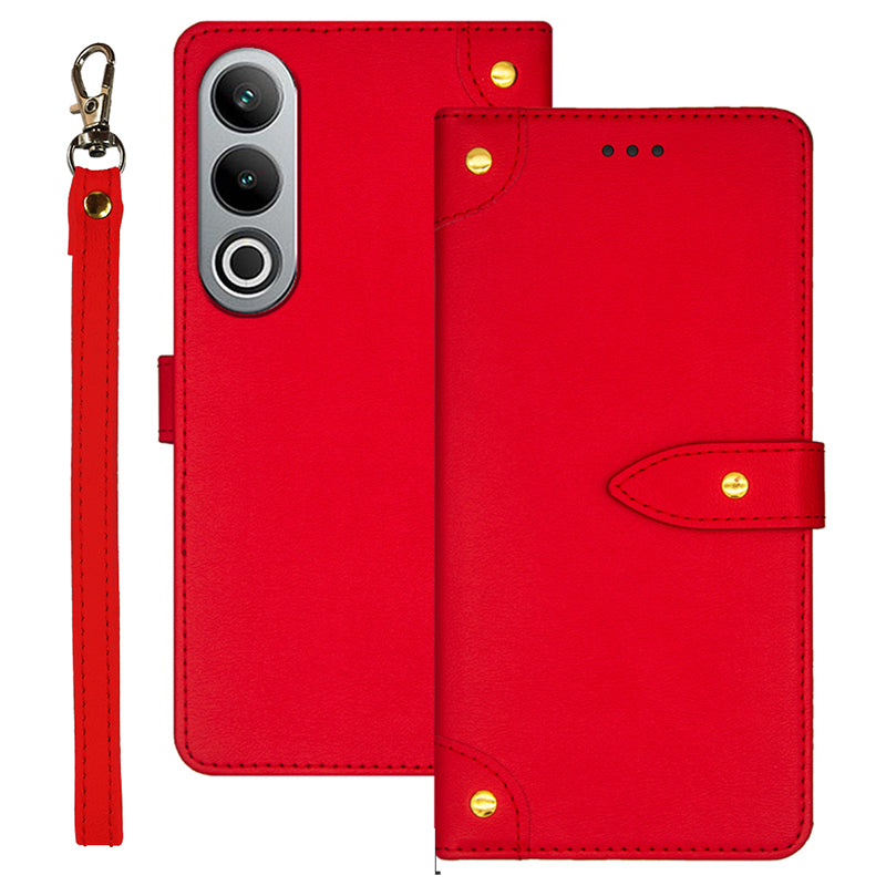 IDEWEI For OnePlus Nord CE4 5G Case PU Leather Card Slots Anti-drop Cell Phone Cover - Red