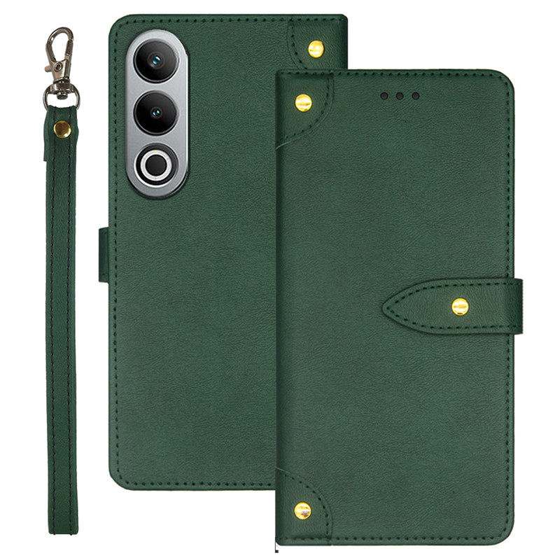 IDEWEI For OnePlus Nord CE4 5G Case PU Leather Card Slots Anti-drop Cell Phone Cover - Green