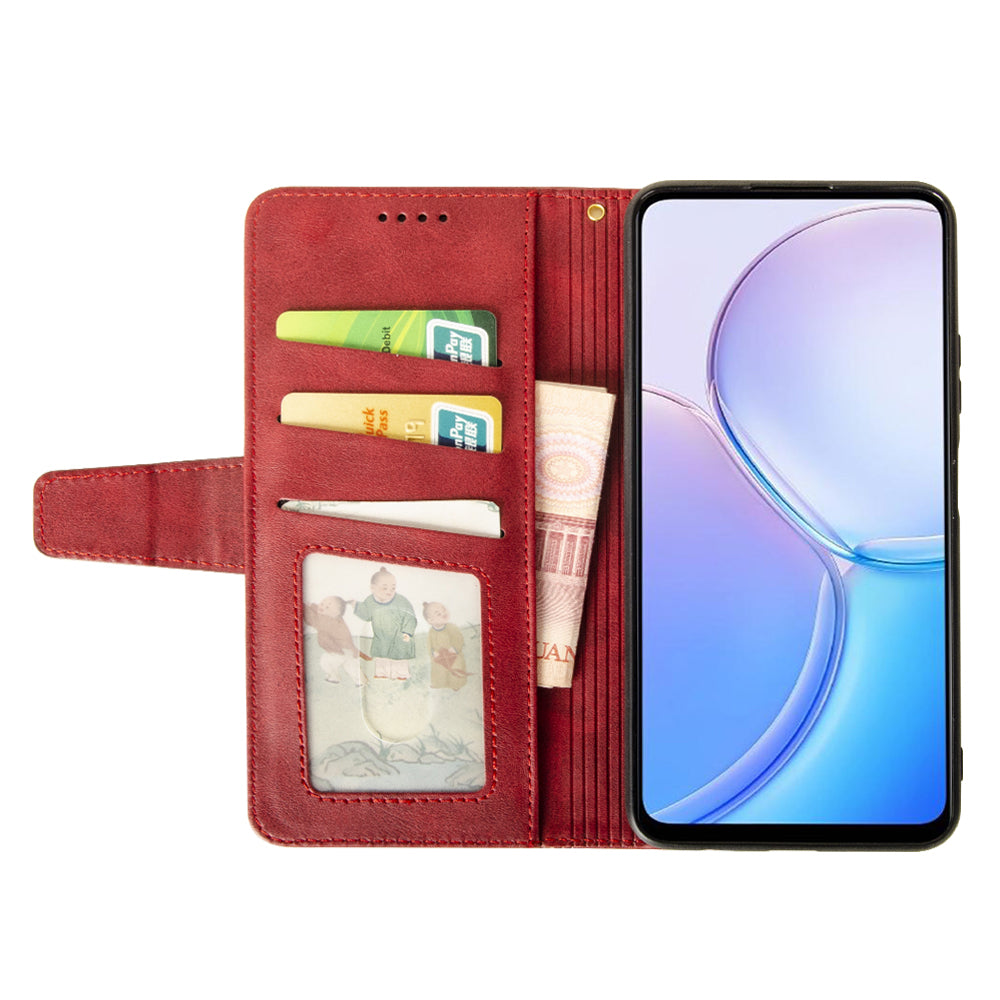 IDEWEI For OnePlus Nord CE4 5G Calf Texture Case PU Leather Phone Cover with Viewing Stand - Red