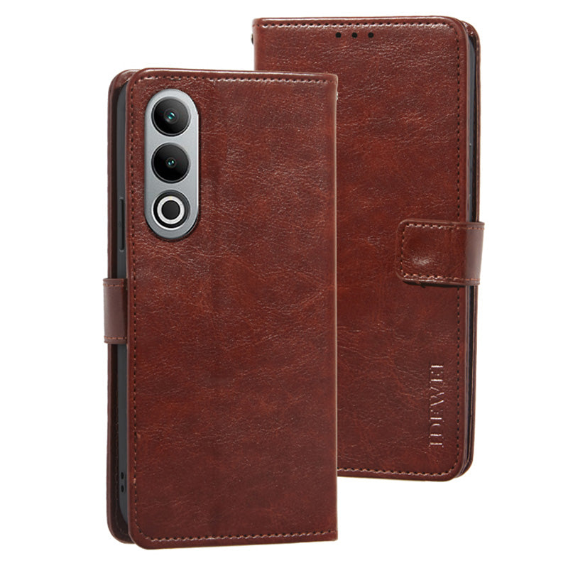 IDEWEI For OnePlus Nord CE4 5G Case PU Leather Wallet Stand Full Protection Phone Cover - Brown