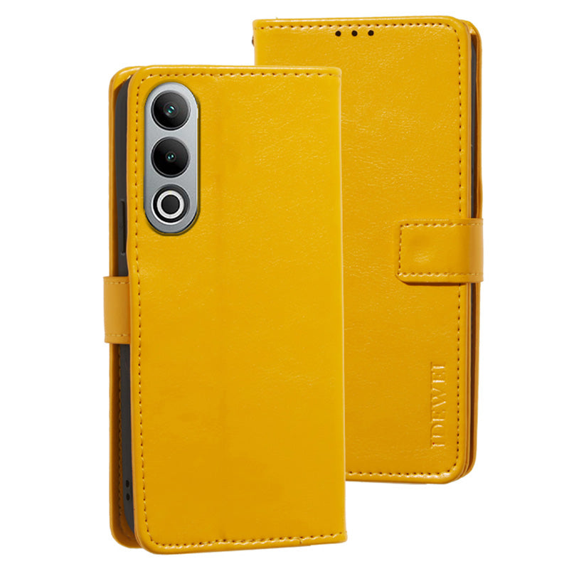 IDEWEI For OnePlus Nord CE4 5G Case PU Leather Wallet Stand Full Protection Phone Cover - Yellow