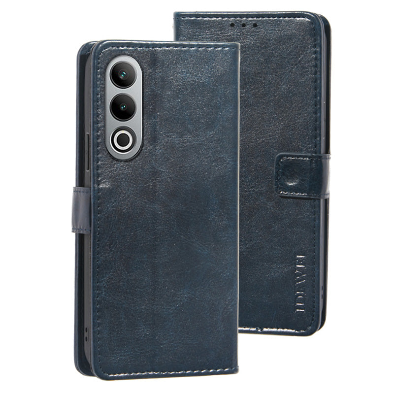 IDEWEI For OnePlus Nord CE4 5G Case PU Leather Wallet Stand Full Protection Phone Cover - Dark Blue