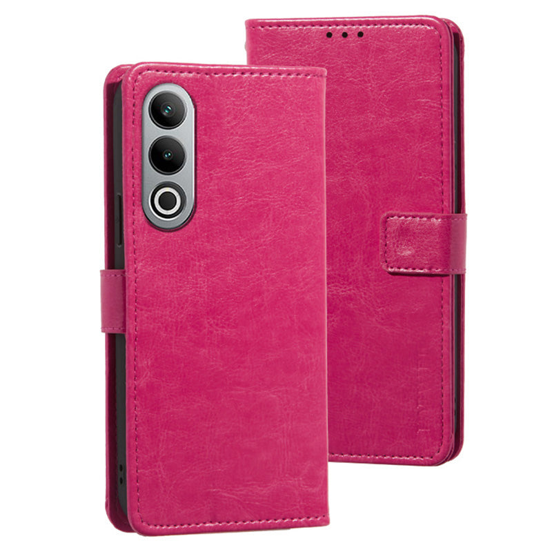 IDEWEI For OnePlus Nord CE4 5G Case PU Leather Wallet Stand Full Protection Phone Cover - Rose